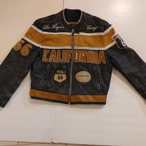 Vintage MORDO Route 66 Bomber Leather Jacket - Men's Medium - Picture 1 of 16